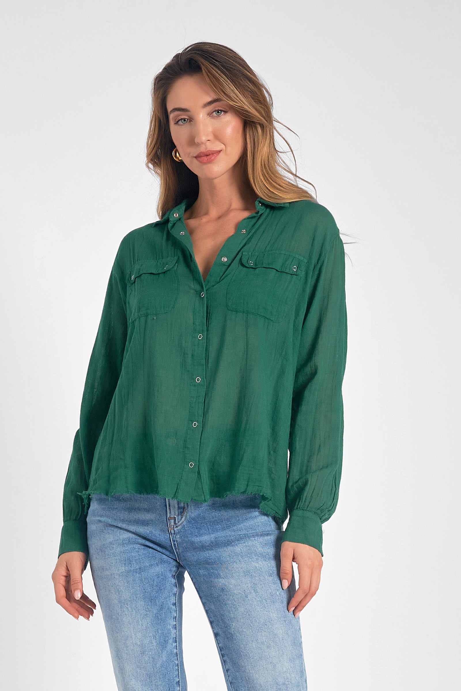 Button Down- Hunter Green
