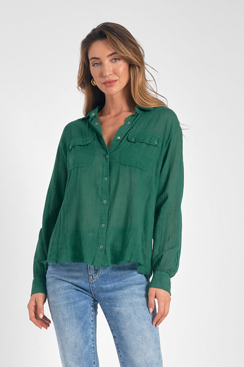 Button Down- Hunter Green