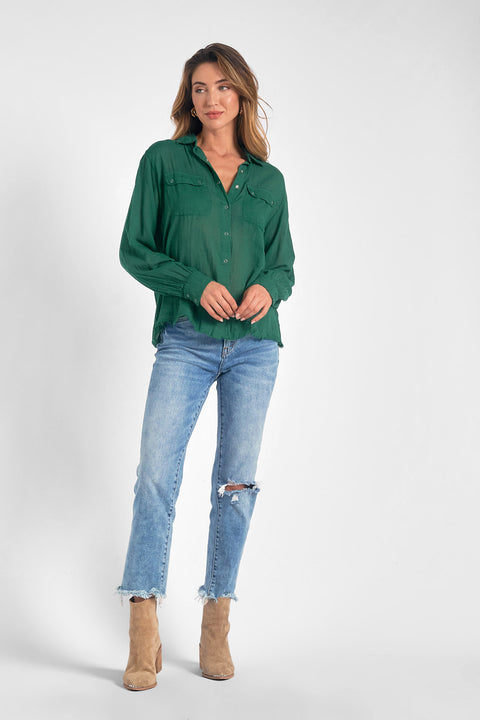 Button Down- Hunter Green