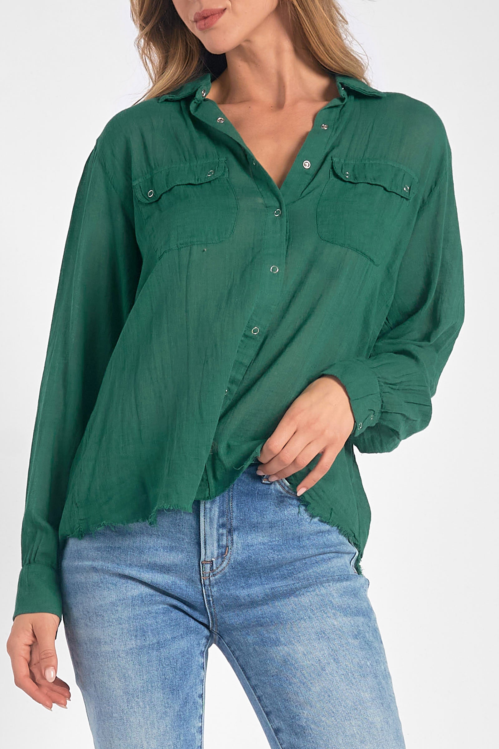 Button Down- Hunter Green
