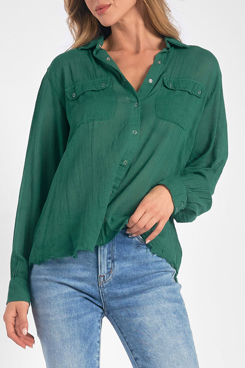 Button Down- Hunter Green