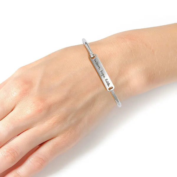 Believe, Hope, Faith Silver Bracelet