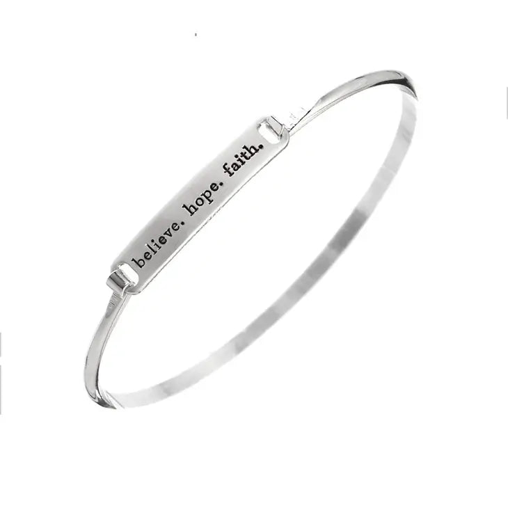 Believe, Hope, Faith Silver Bracelet