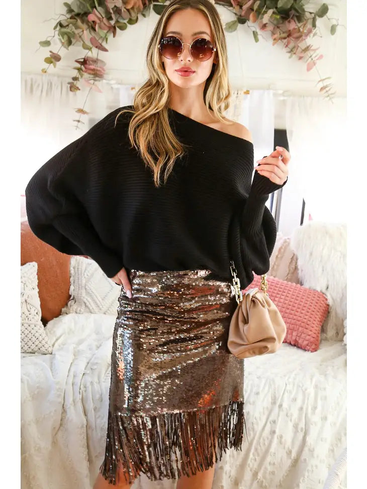 Boat Neck Loose Fit Sweater