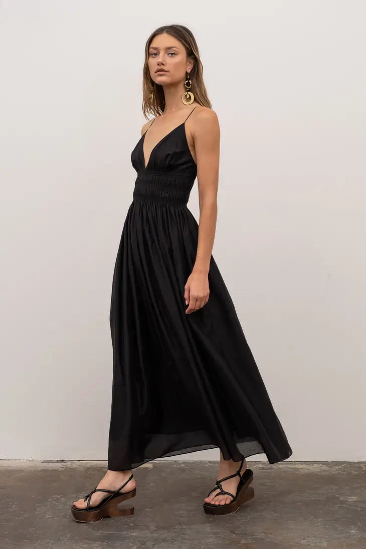 V Neck Sleeveless Midi Dress