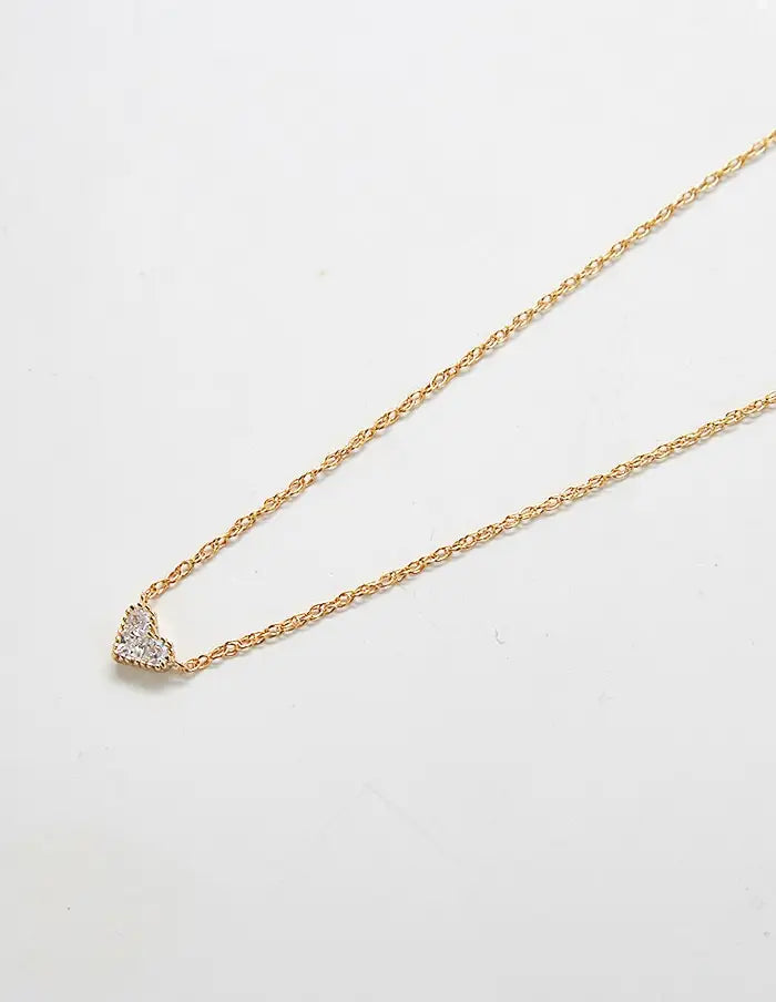 Gold Pave Heart Necklace
