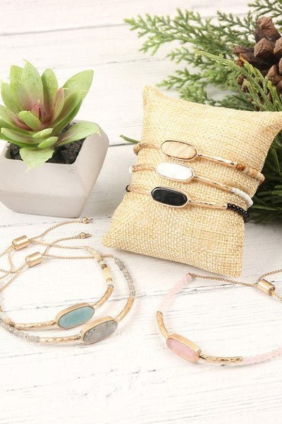 Natural Stone Sliding Clasp Bracelet
