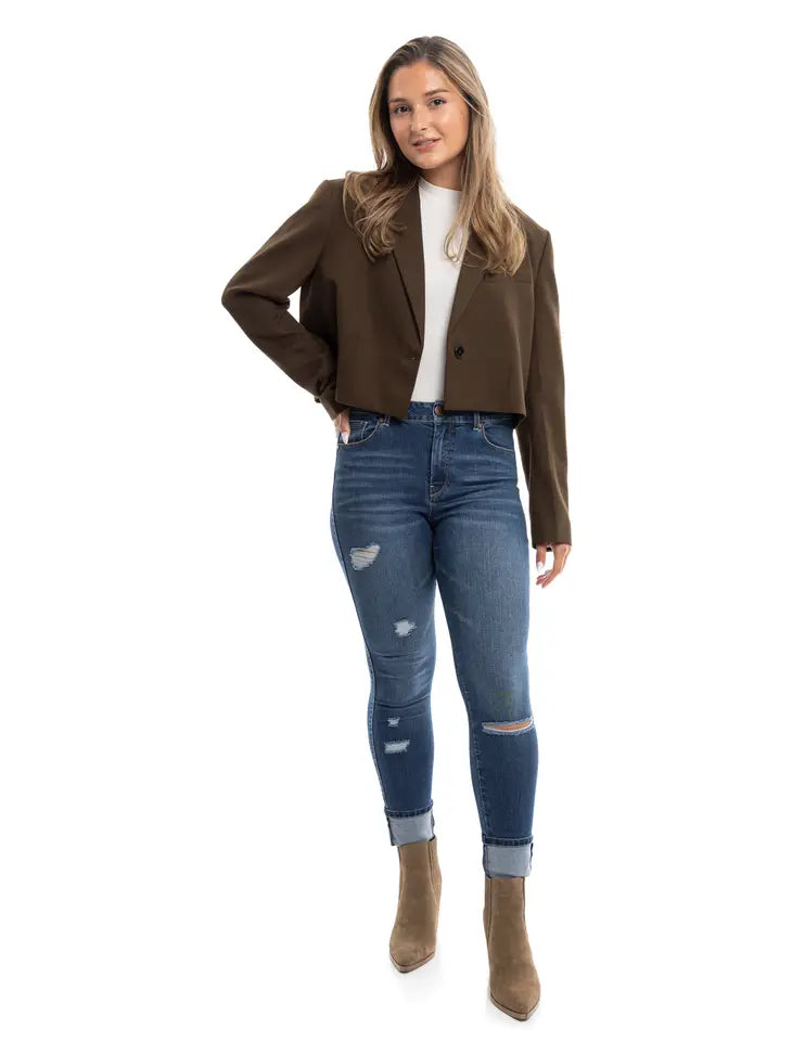 27" High Rise Cuffed Skinny In Sienna