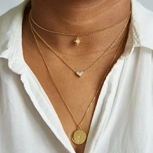 Gold Pave Heart Necklace