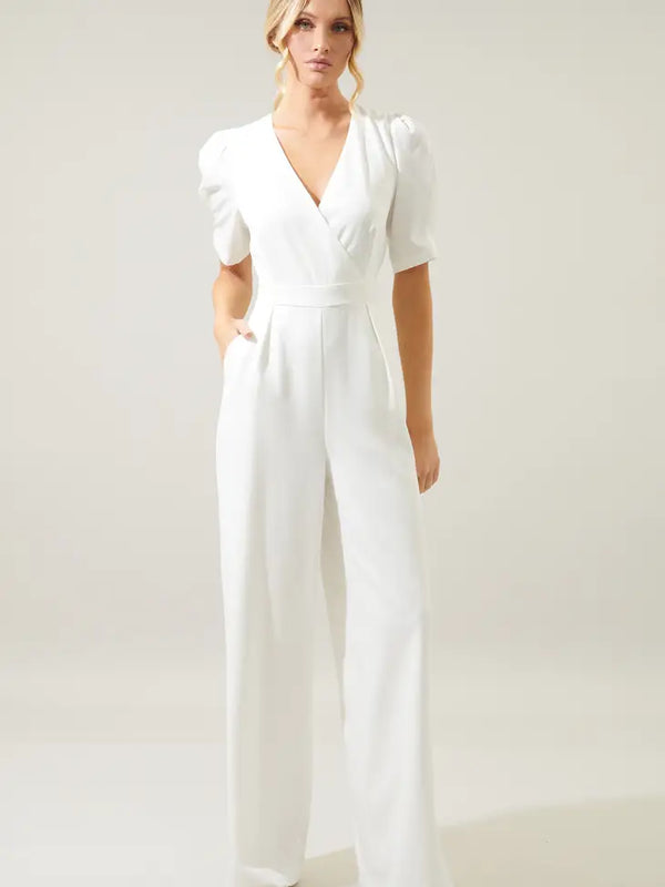 Go Getter Wide Leg Surplice Jumpsuit