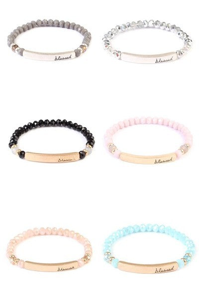 Blessed 6MM Glass Stretch Bracelet