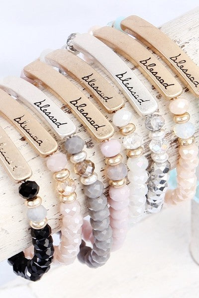 Blessed 6MM Glass Stretch Bracelet