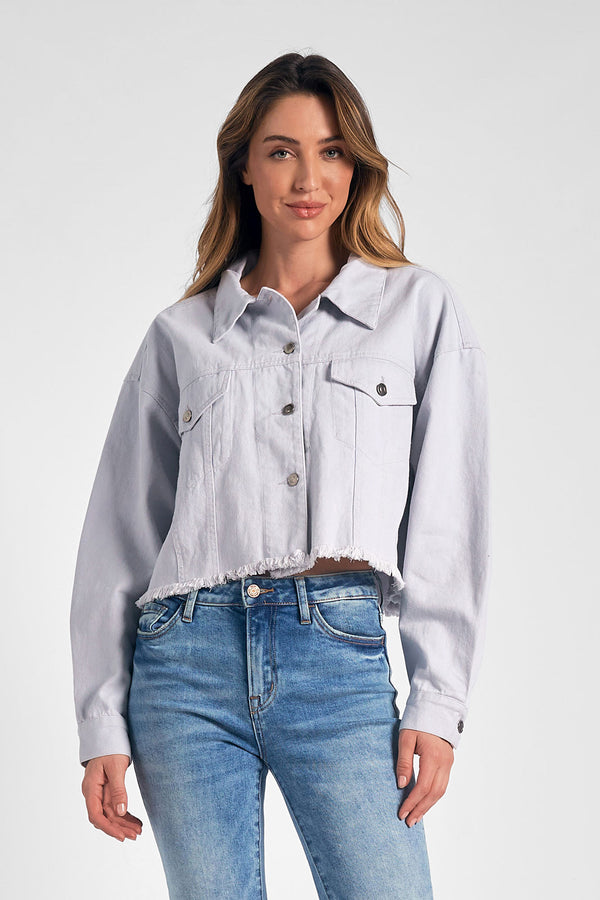 Lilac Denim Cropped Jacket