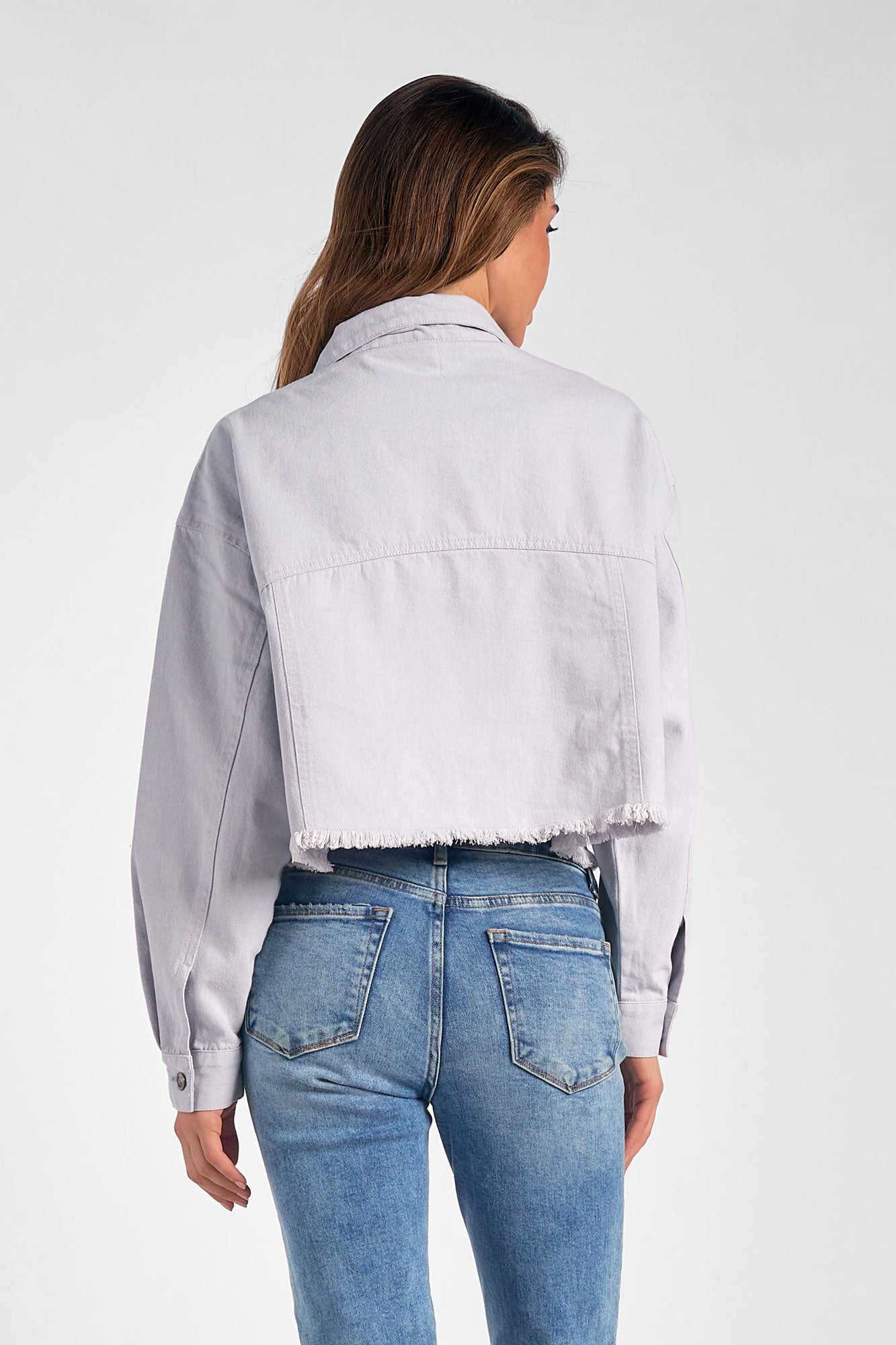 Lilac Denim Cropped Jacket