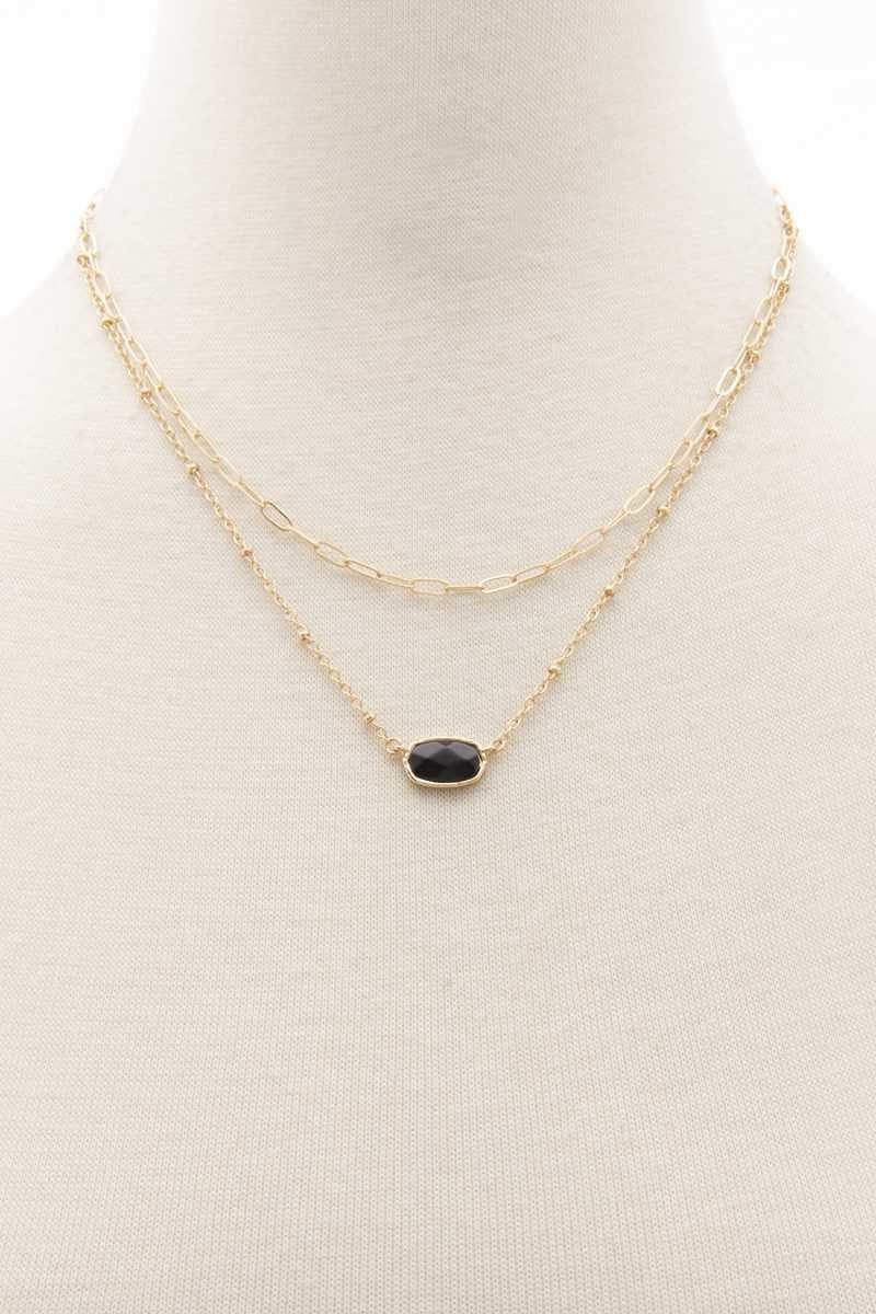 Layered Oval Stone Necklace
