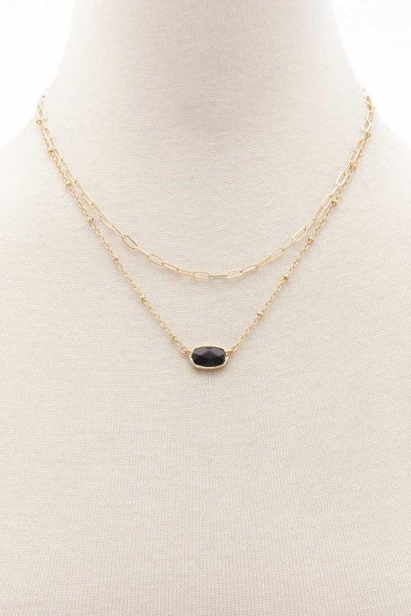 Layered Oval Stone Necklace