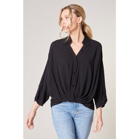 Poetic Love Twist Button Front Shirt