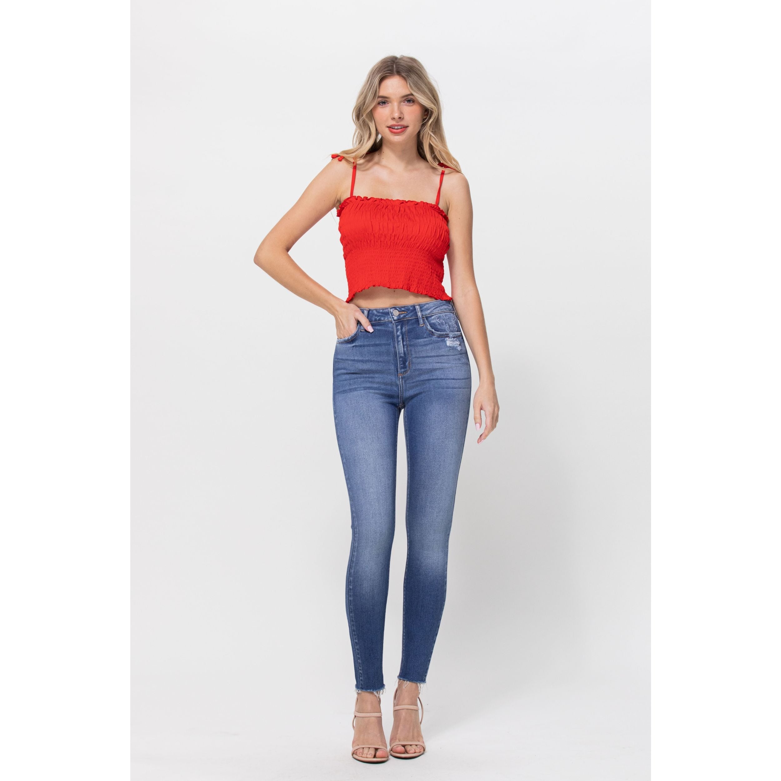 High Rise Ankle Skinny Jeans