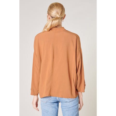 Poetic Love Twist Button Front Shirt