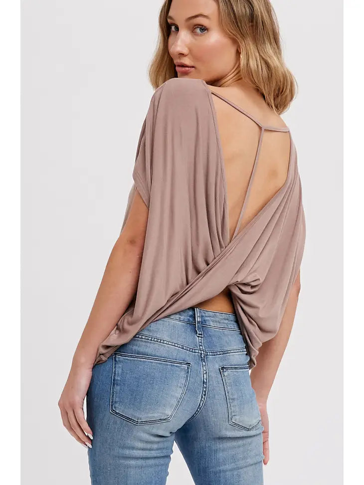 Twisted Back With T-Strap Jersey Top